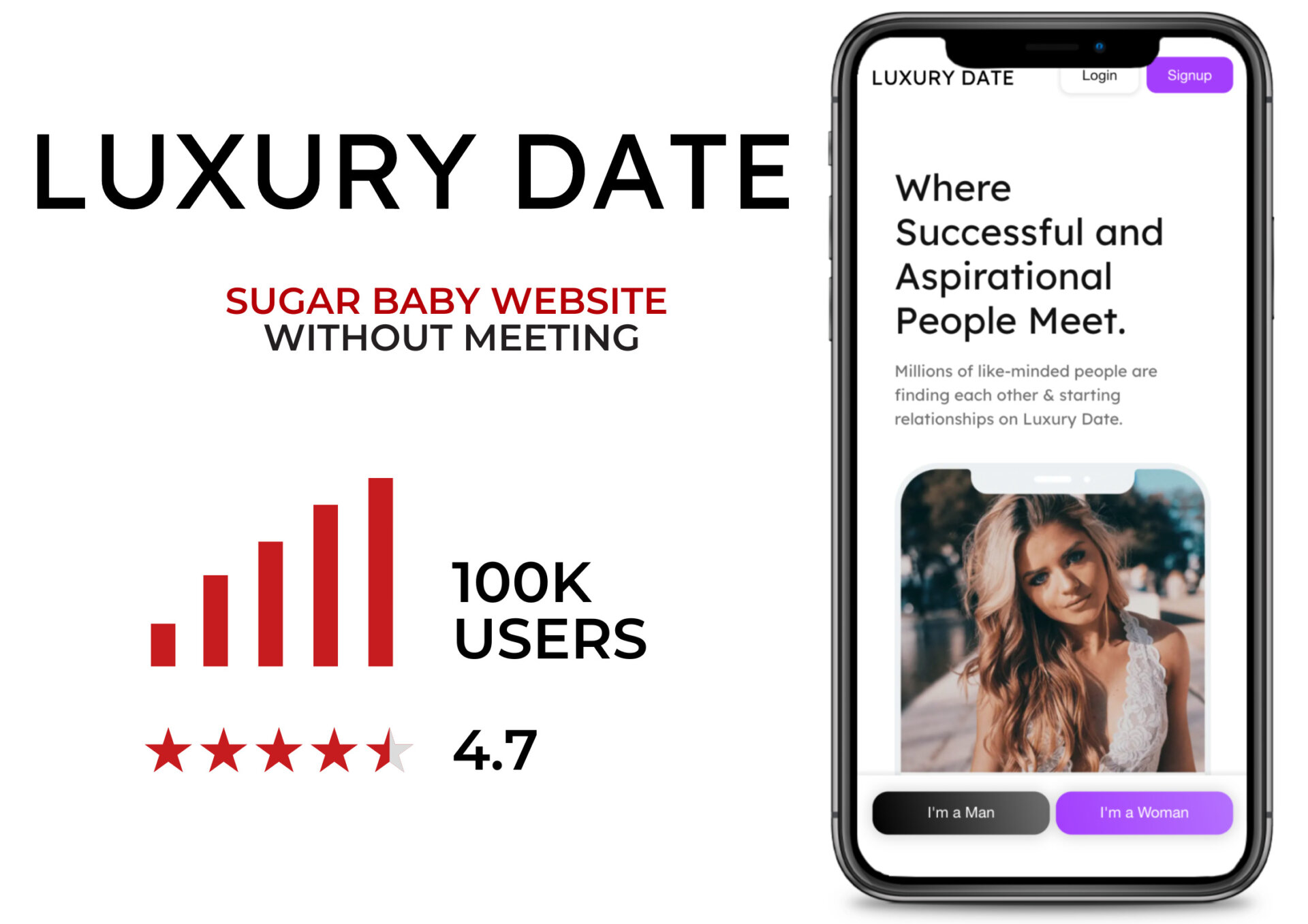 LuxuryDate sugar daddy app that send money without meeting