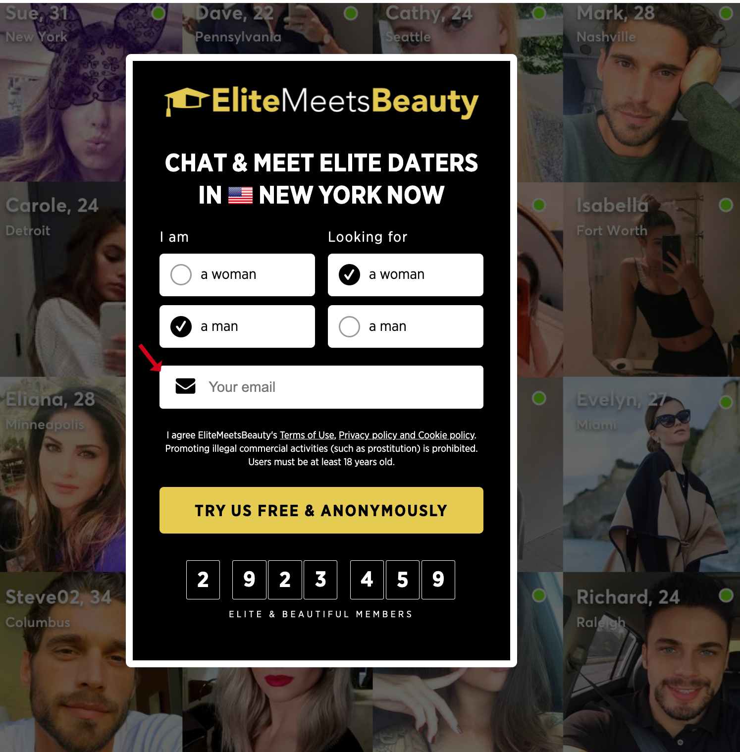 Registration on RichMeetBeautiful