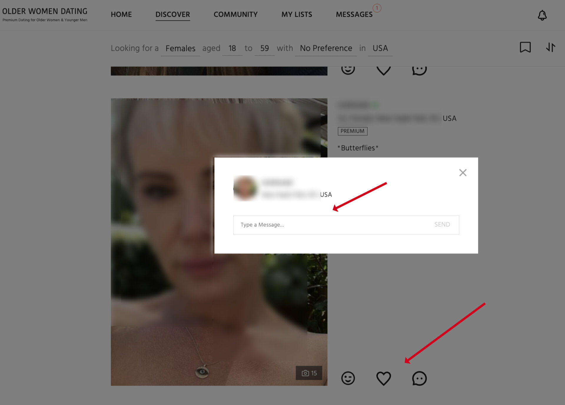 Making contact on OlderWomenDating