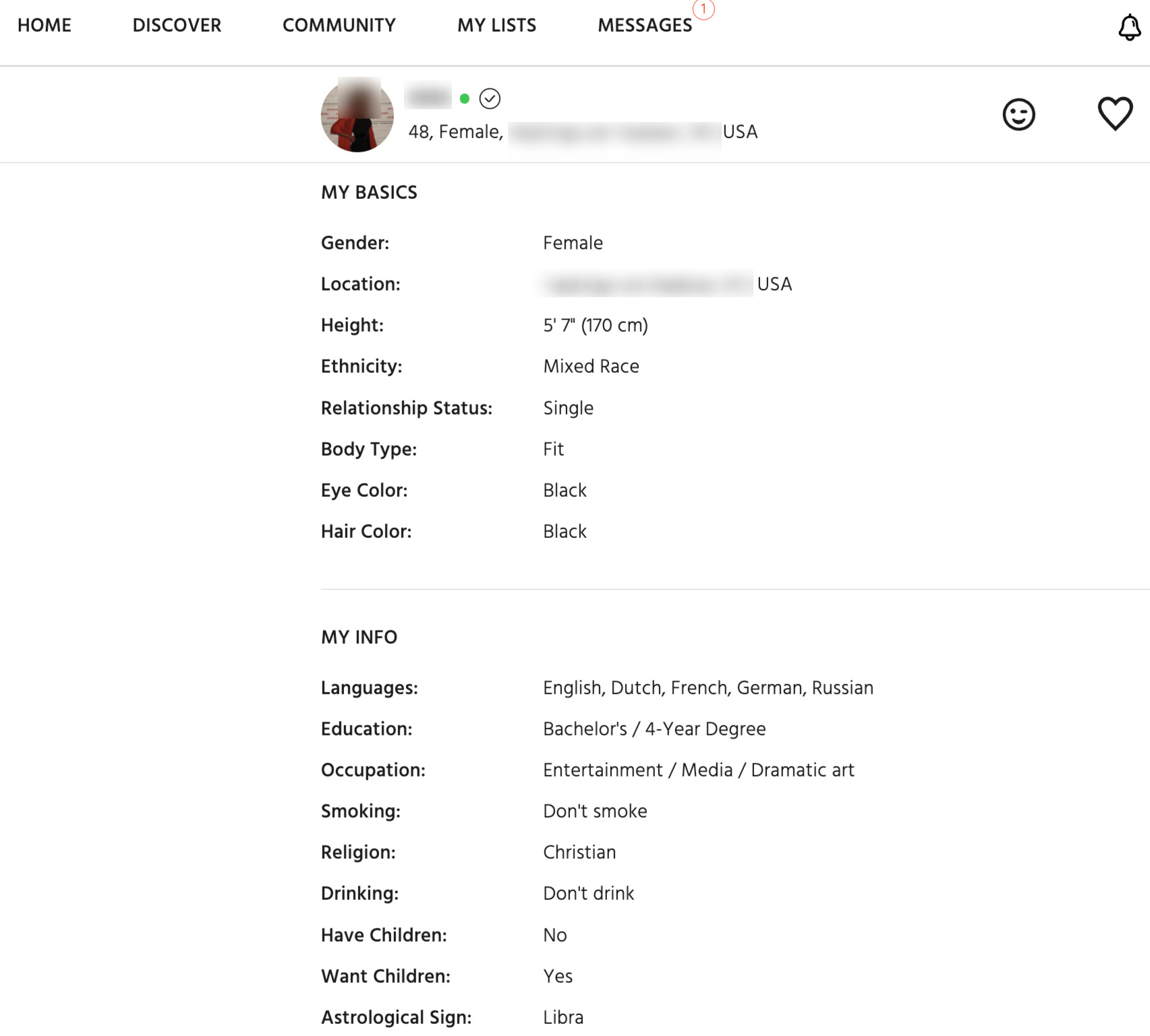 profile on OlderWomenDating