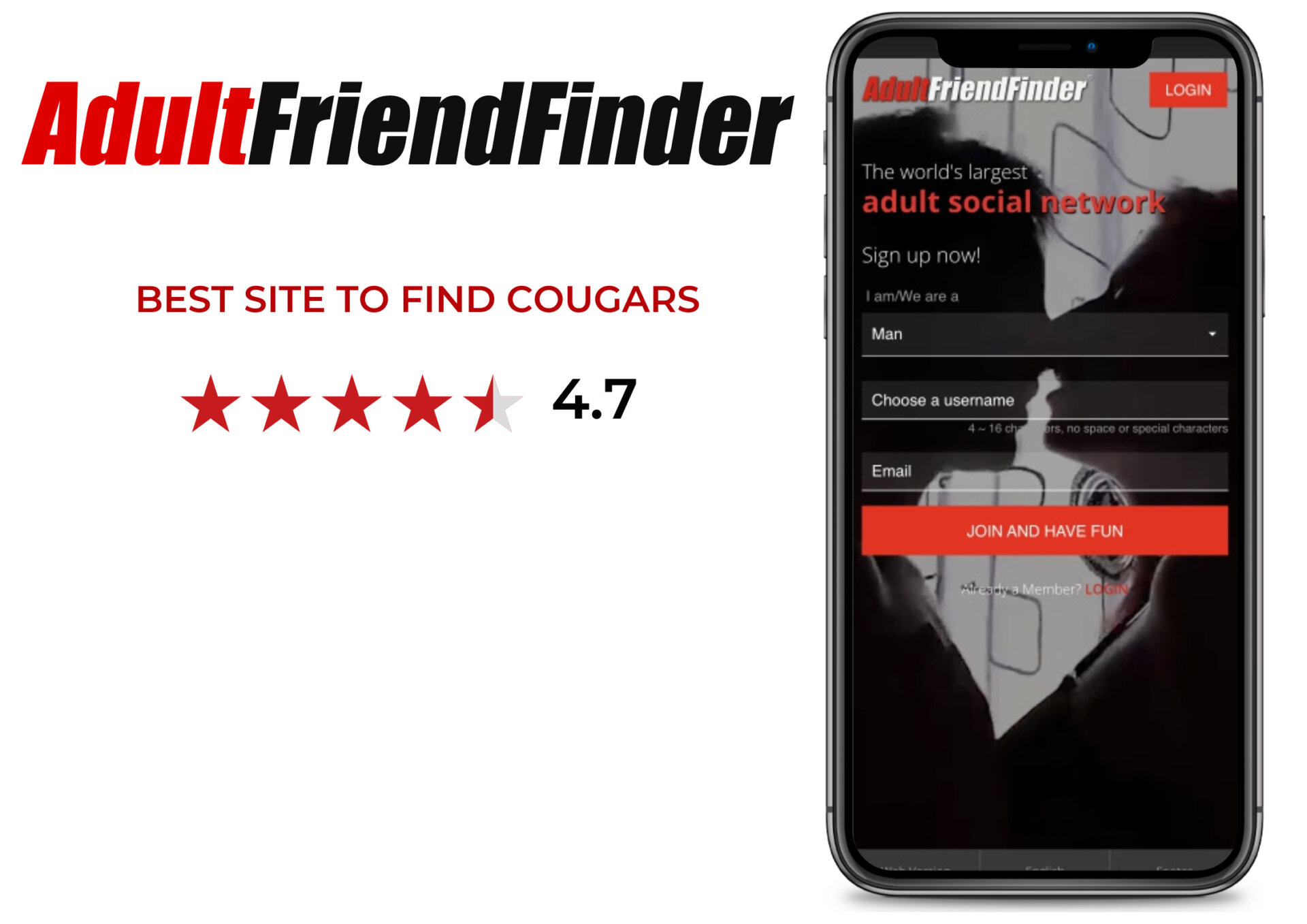 AdultFriendFinder is the most popular cougar dating site