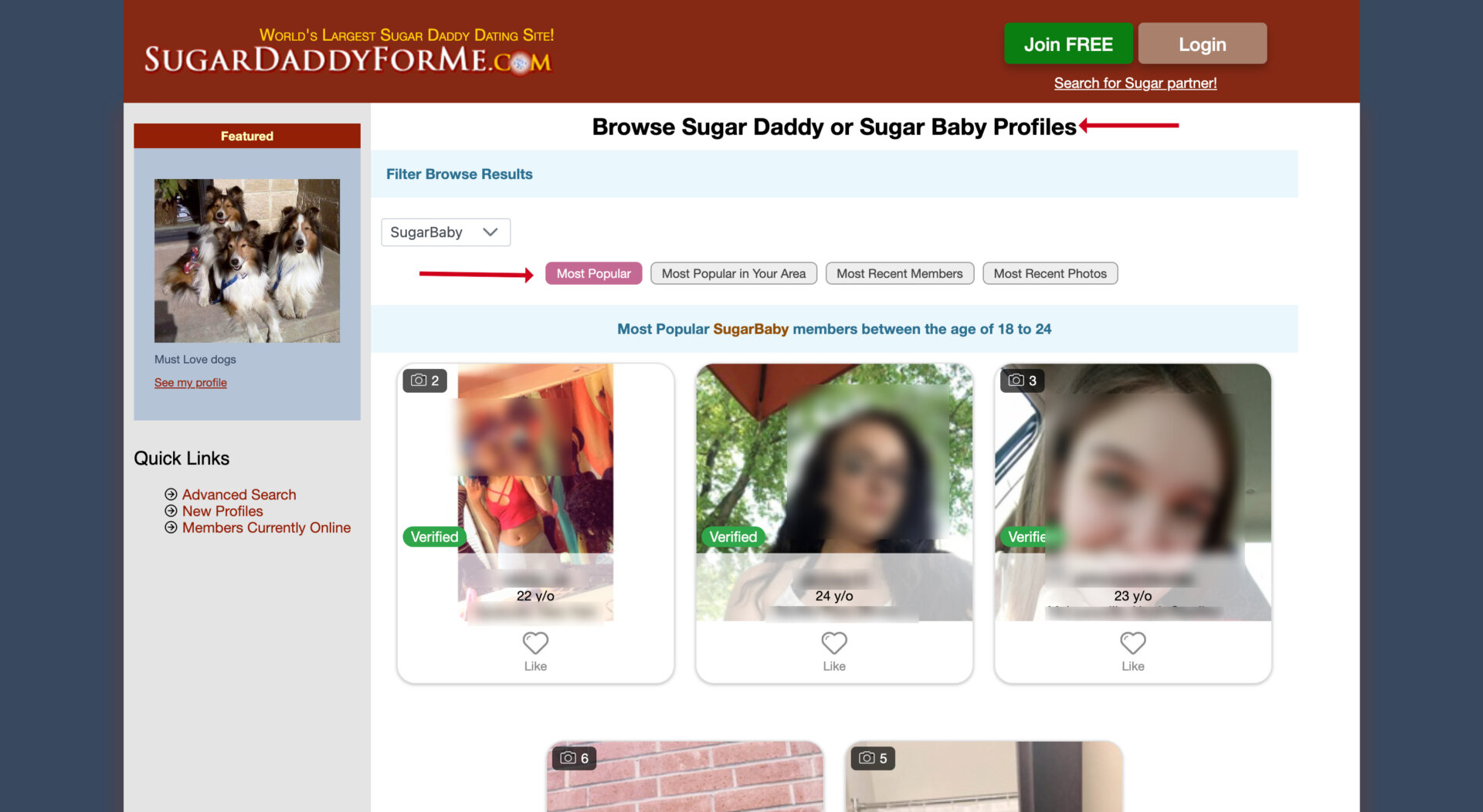 see the most popular profiles on SugarDaddyForMe