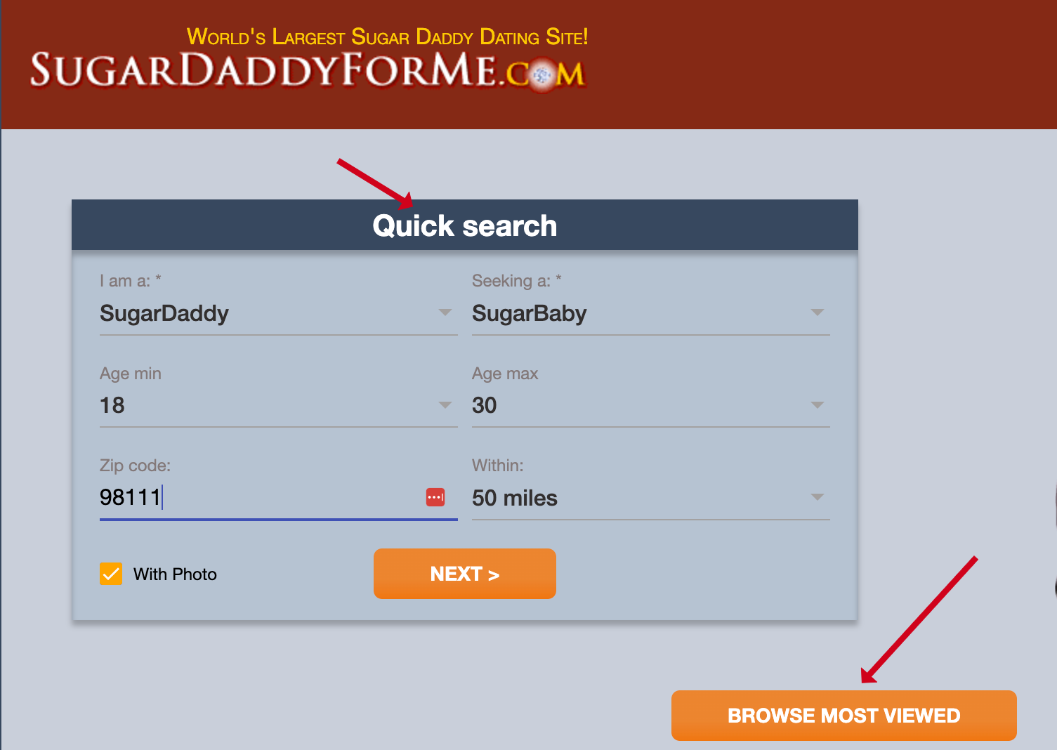 browse the search list without limits on SugarDaddyForMe