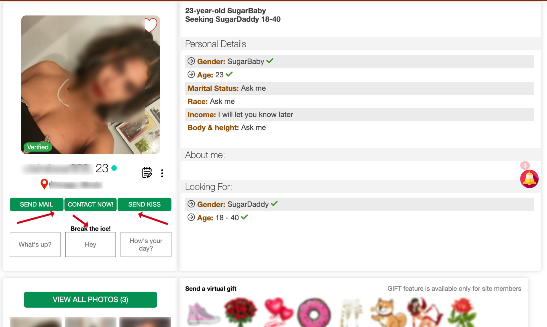 Making contact on SugarDaddyForMe.com