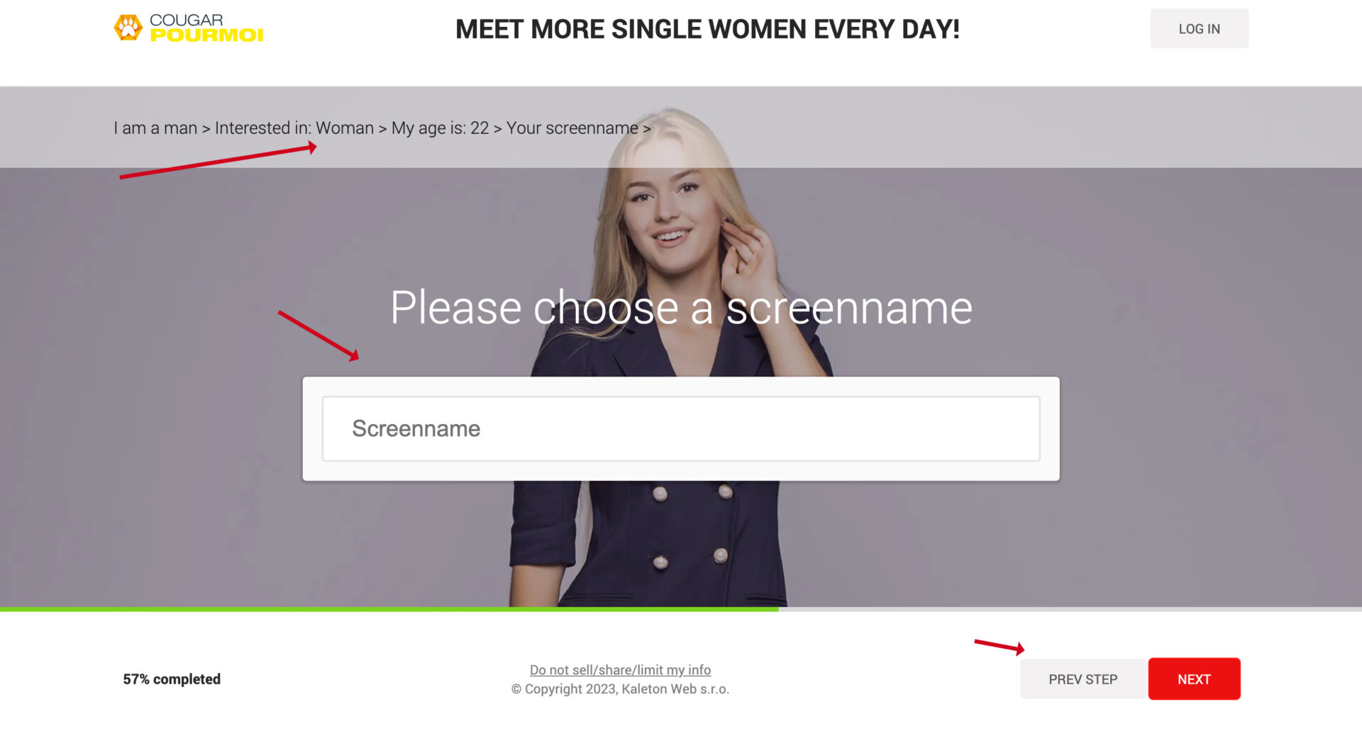 Registration on CougarPourMoi