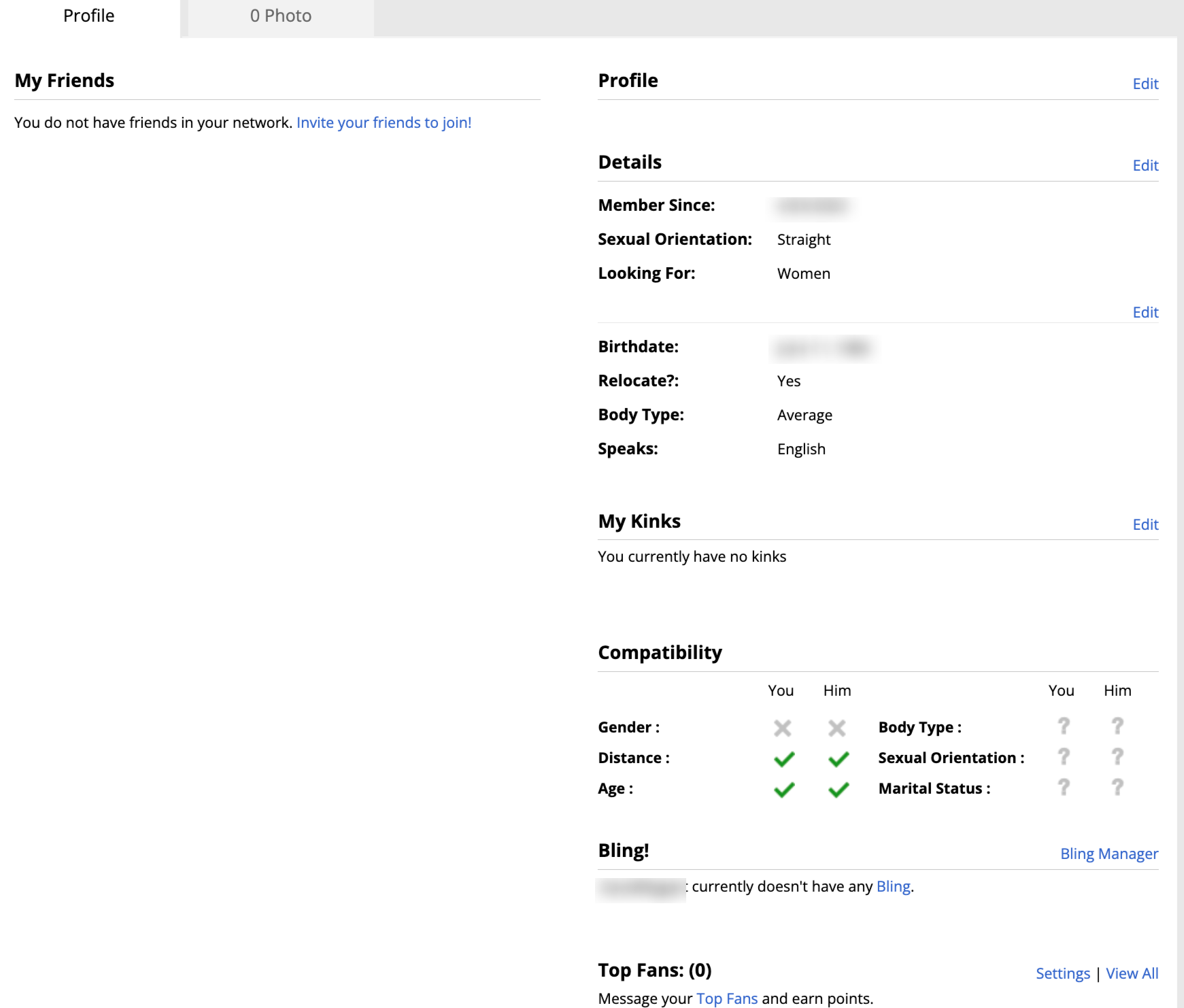 AdultFriendFinder account overview