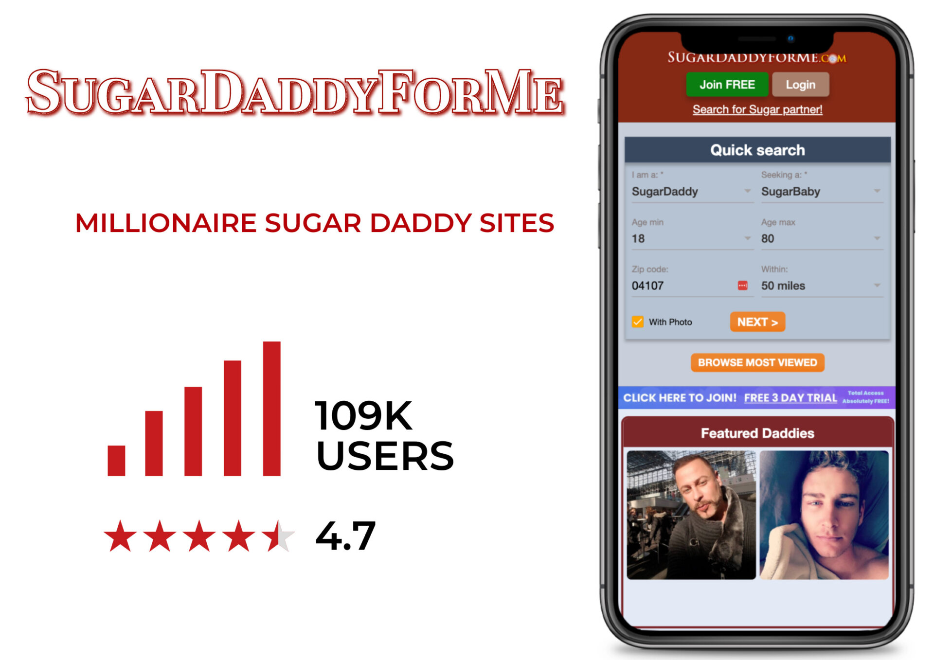 SugarDaddyForMe millionaire online dating site