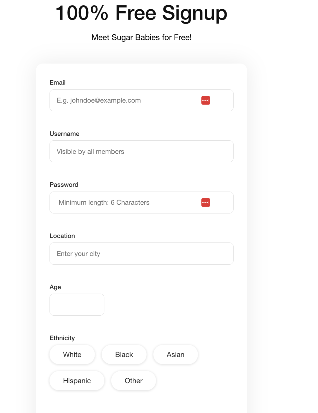 Registration on SugarDaddy.com