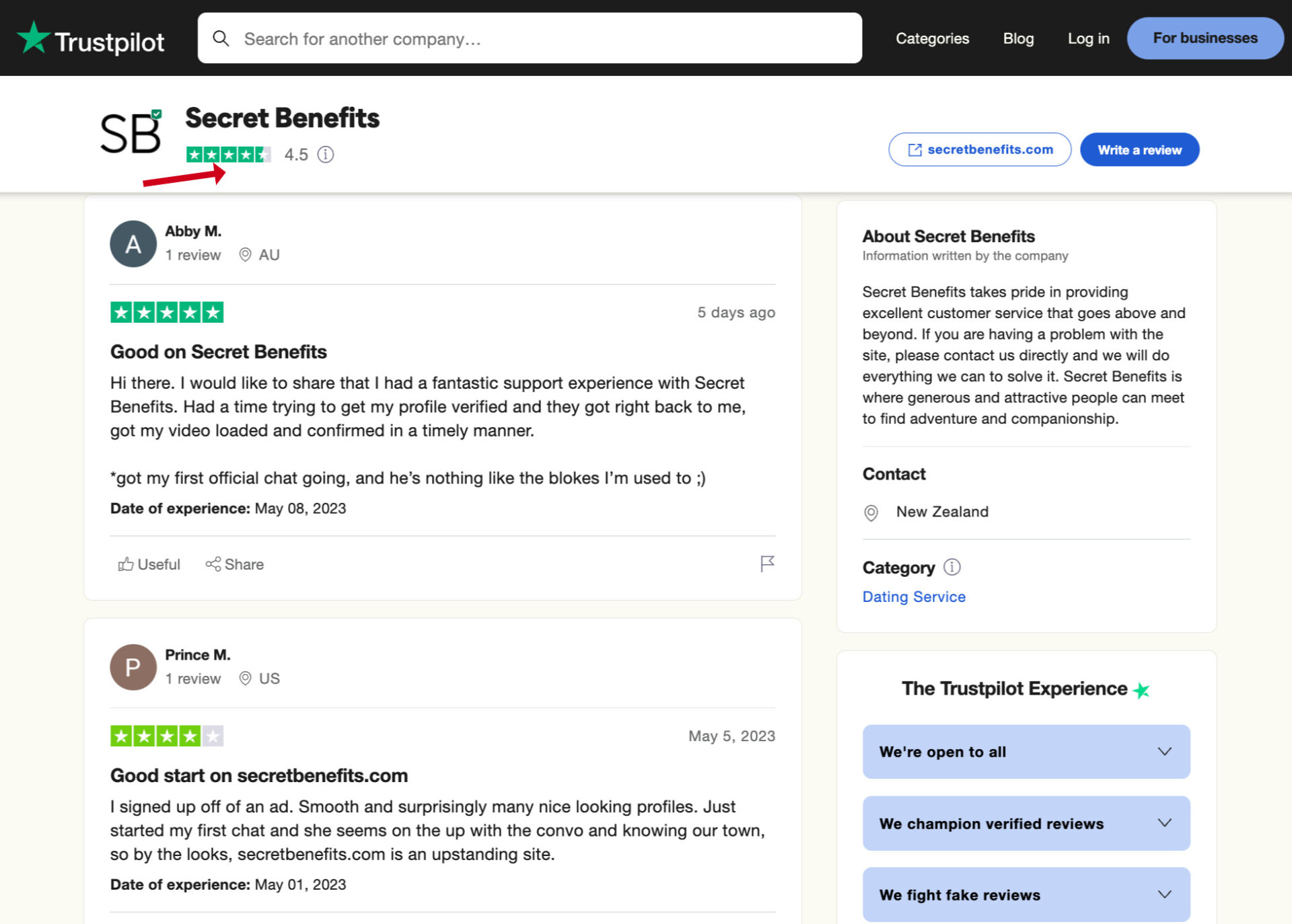 4.5 stars on TrustPilot