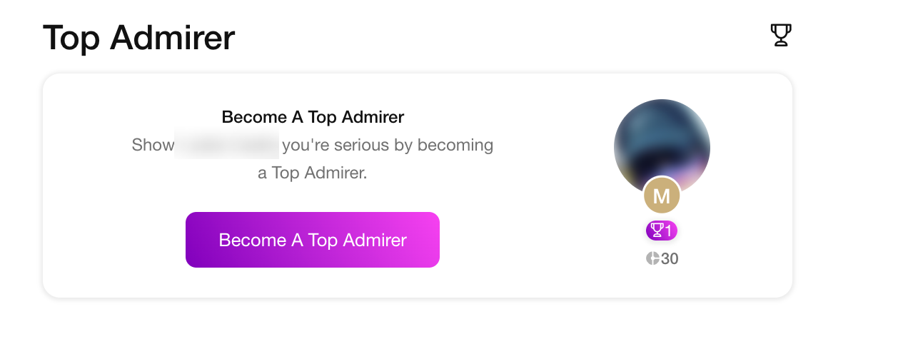 Top Admirer feature