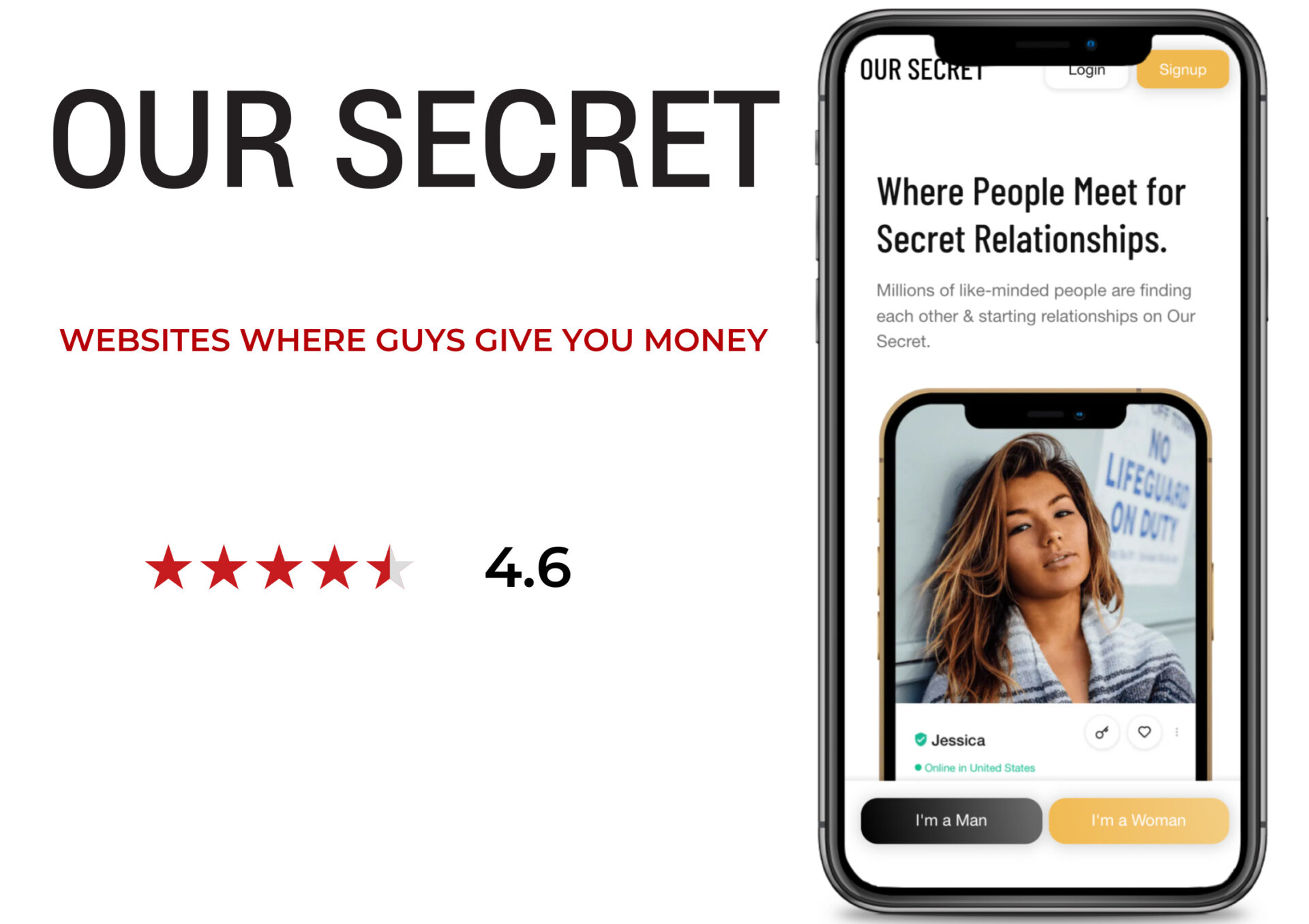 OurSecret site where men give you money