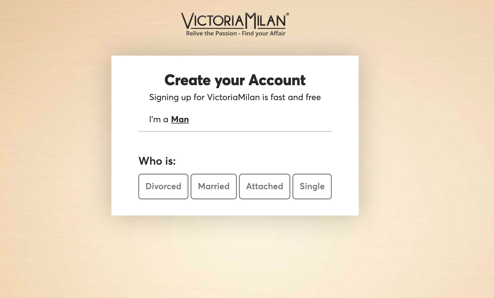 Registration on VictoriaMilan