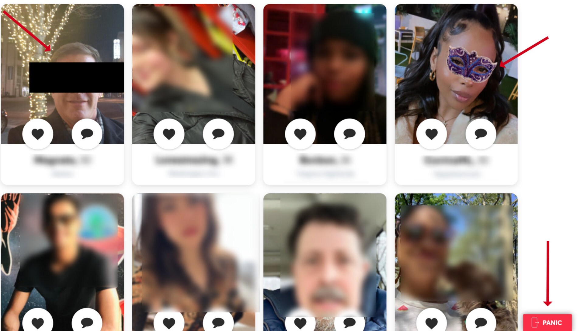 Anonymous Blur and Panic button features on VictoriaMilan
