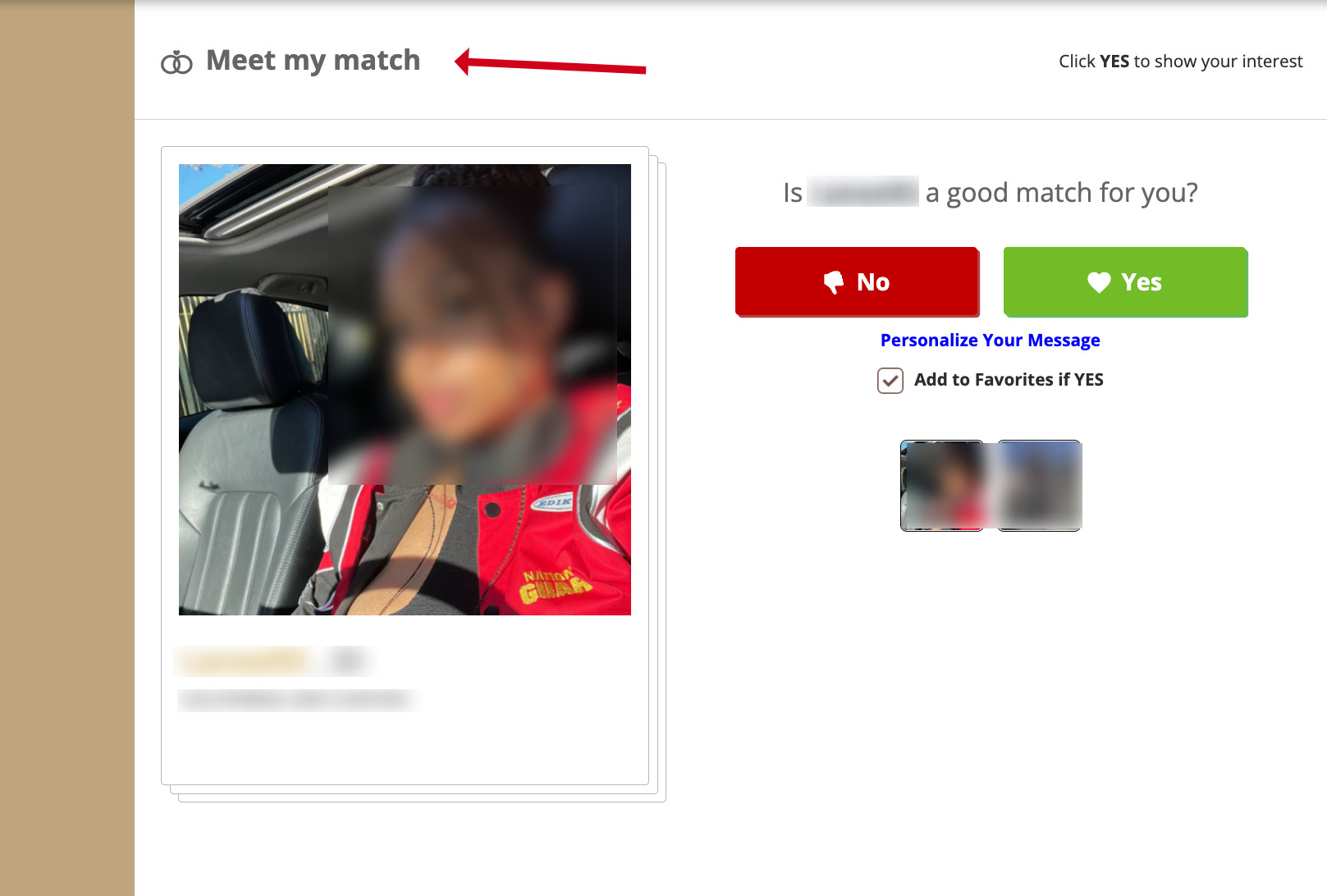 Meet My Match feature