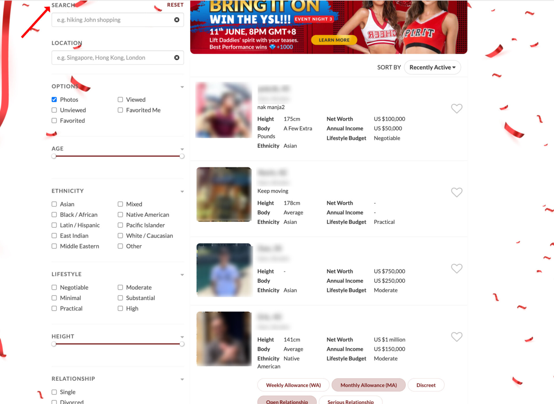 Detailed search on Sugarbook