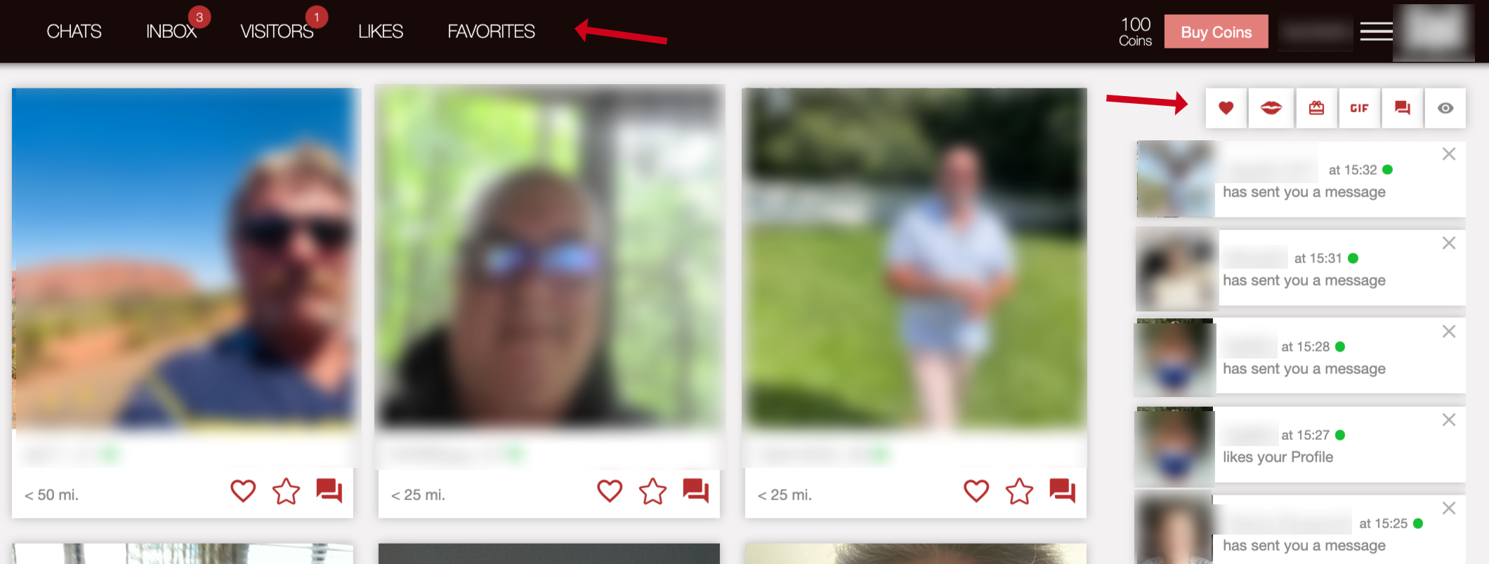 usability of the MilfFinder dating site